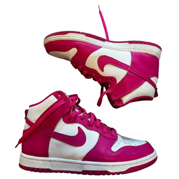 Nike Dunk High Pink and White High Top Sneaker Womens 10 - Picture 2 of 5